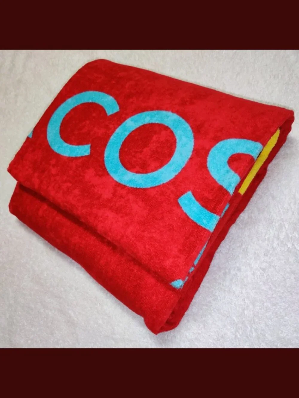 NWT Lacoste Crocodile Beach Towel - Red, Yellow, Blue - 100% Cotton - 36